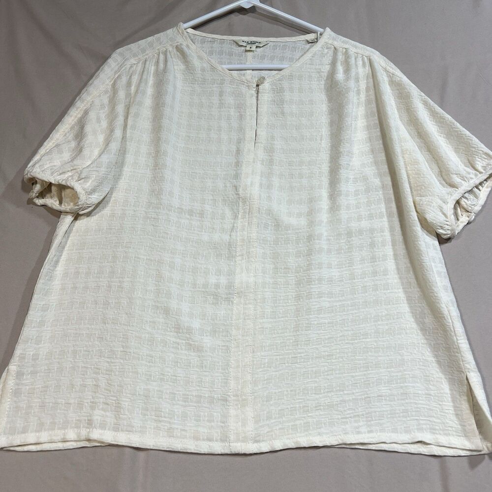 Max Studio London Ivory Textured Bubble Sleeve Blouse Top - Size S - Boho Chic